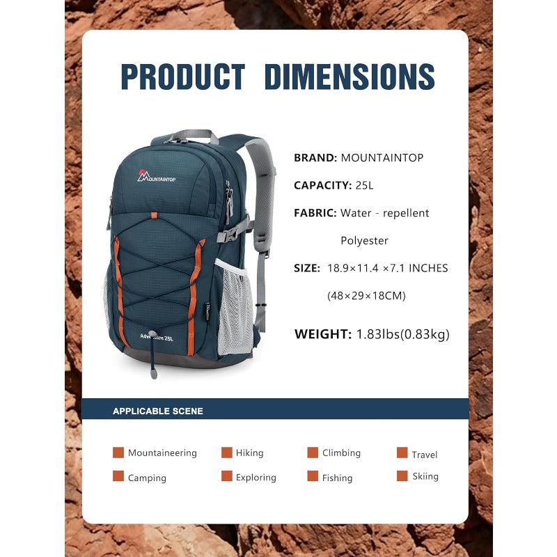 MOUNTAINTOP 40 Hiking Backpack with Rain Cover - Lightweight Travel Backpack Suitable for Camping,, Multi-Compartment, Closure, Padded Back Panel & Hydration Compatible (10.57gal Capacity)