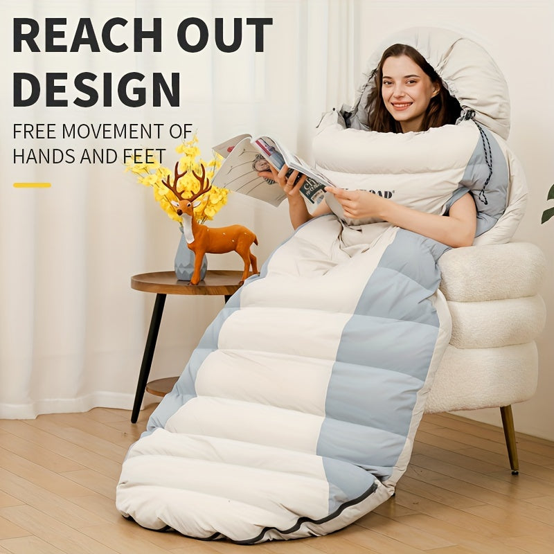 Down Egg-Shaped Sleeping Bag for Adults, Outdoor Extendable Winter Warmth Camping Nap Hotel Insulated Thickened Cold-Proof