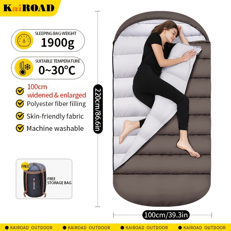 1pc Quiet Lake Blue Large Barrel-Shaped Sleeping Bag, Thickened for Winter Warmth, Cold-Resistant, Suitable for Adults, Travel, Outdoor Camping, Can Be Used As a Blanket, Compatible with Car Use, Suitable for All Seasons