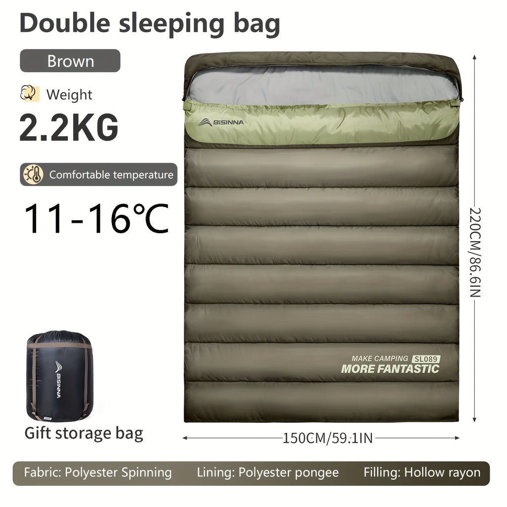 BISINNA 1pc Thickened Winter Double Sleeping Bag - Thickened Keep Warm Portable Sleeping Bag - for Camping, Hiking And Travel - Suitable for Couples And Families - Three Usage Methods - Ideal Gift for Outdoor Enthusiasts