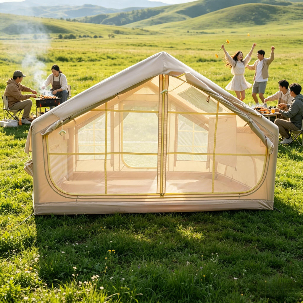 6.3 Square Units Inflatable Camping Tent, 4 Season Windproof, Clear Skylight And 420D Oxford, Air Tent with Mesh Windows\u002FDoor Applicable for Hiking, Camping And Dining Out