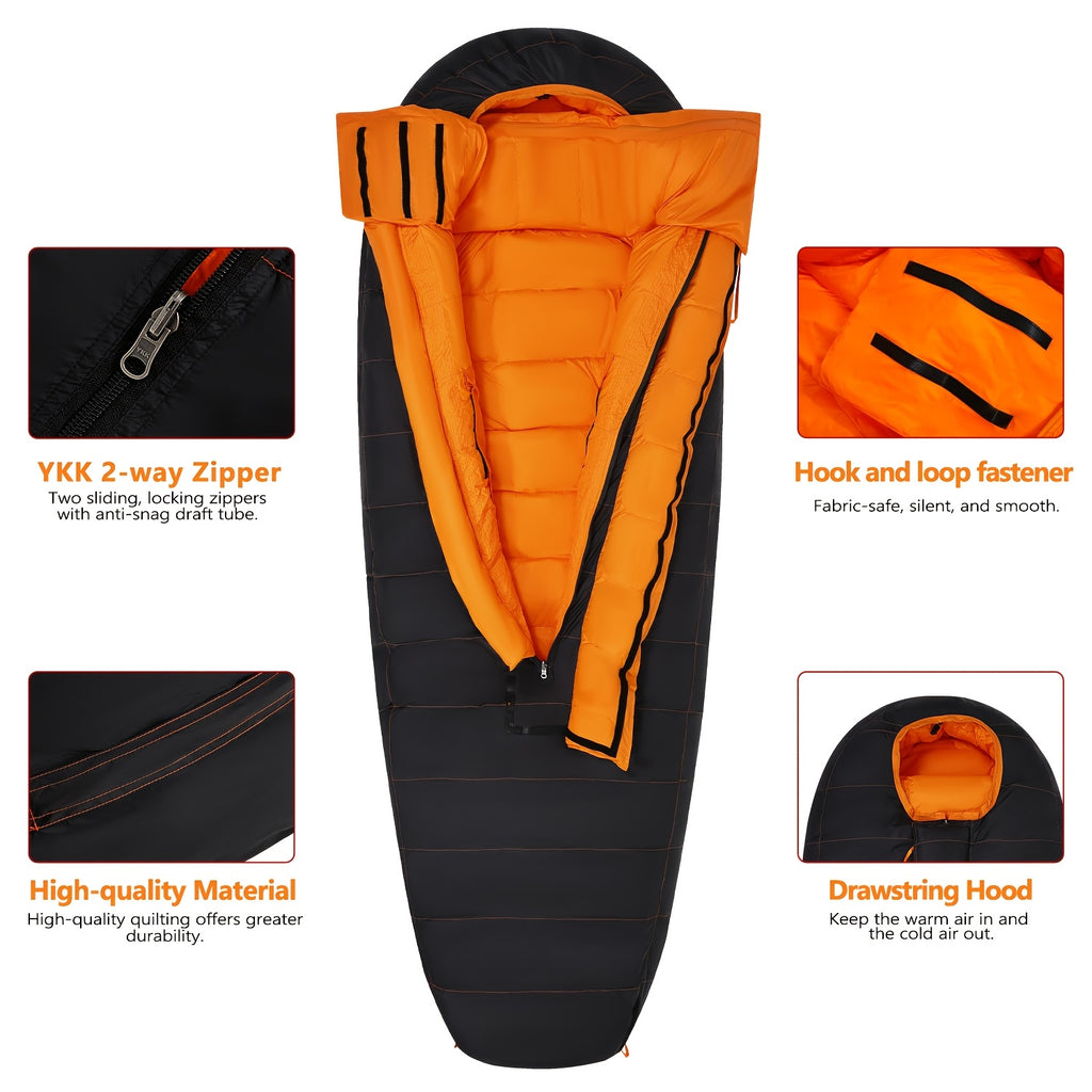 Outdoor Thickened Long Oval Sleeping Bag, YKK Zipper Prevents Jamming, Retains Warmth and Blocks Cold Air, Locks in Constant Temperature, Lightweight and Easy to Carry, Compact Size Essential for Travel