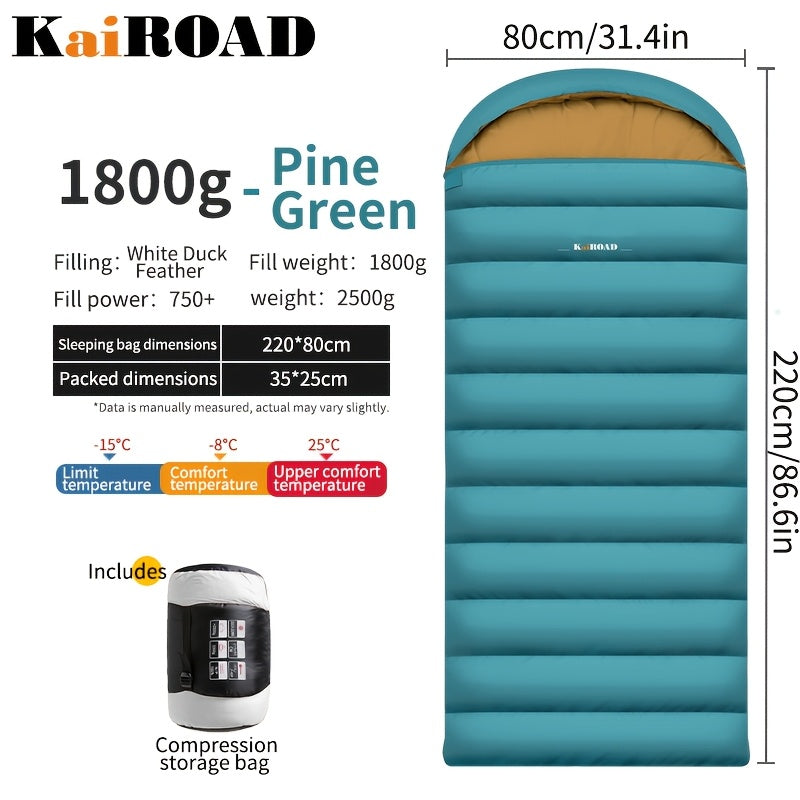 KAIROAD Adult Down Sleeping Bag for Outdoor Camping, Thickened for Winter Use, Portable And Lightweight for Car Travel, Designed to Keep You Warm During Cold Nights