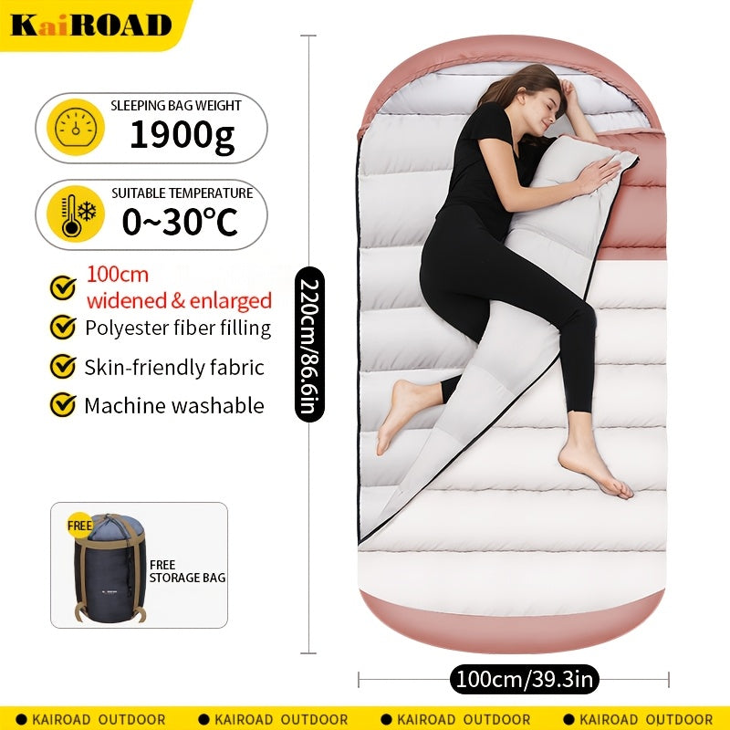 1pc Quiet Lake Blue Large Barrel-Shaped Sleeping Bag, Thickened for Winter Warmth, Cold-Resistant, Suitable for Adults, Travel, Outdoor Camping, Can Be Used As a Blanket, Compatible with Car Use, Suitable for All Seasons