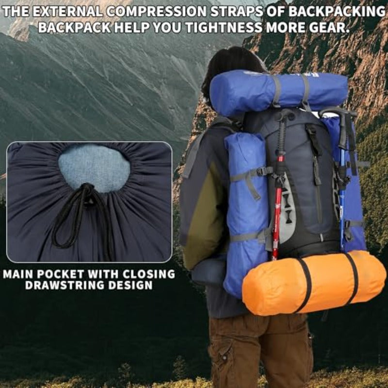 Hiking Backpack with Rain Cover Camping Backpack Shoes Warehouse for Men Women Frameless