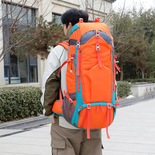 1pc Large-Capacity Solid Color Polyester Soft Shell Hiking Backpack with Zipper Closure & Thread Accent | Outdoor Activity | Mountain Adventure