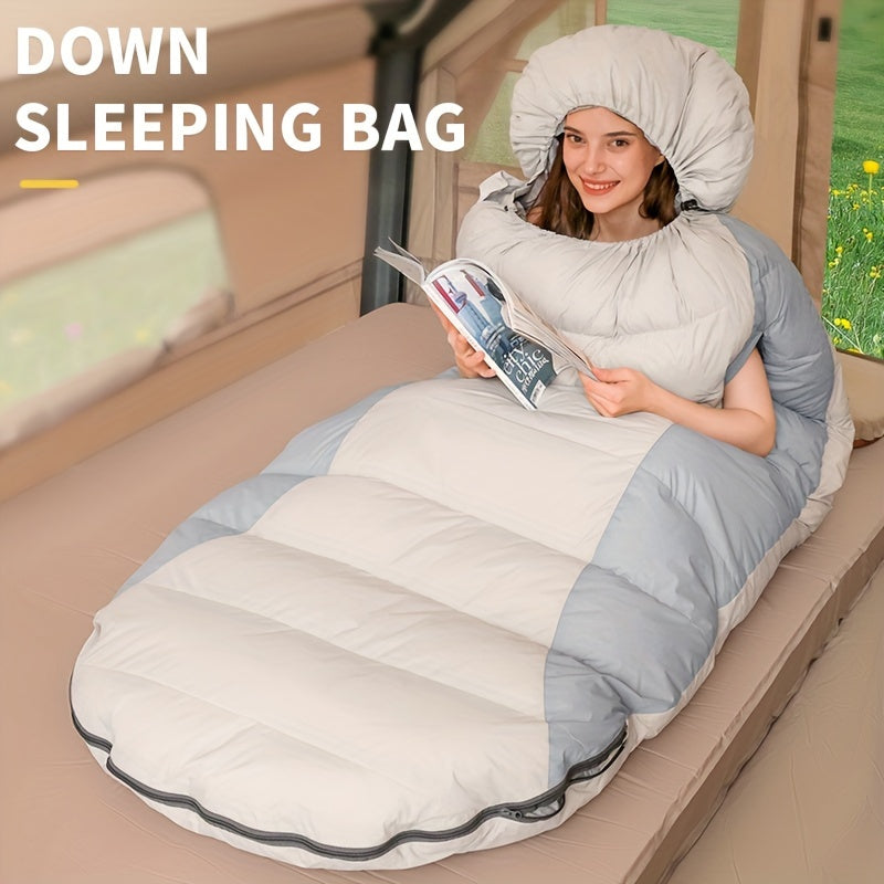 Down Egg-Shaped Sleeping Bag for Adults, Outdoor Extendable Winter Warmth Camping Nap Hotel Insulated Thickened Cold-Proof