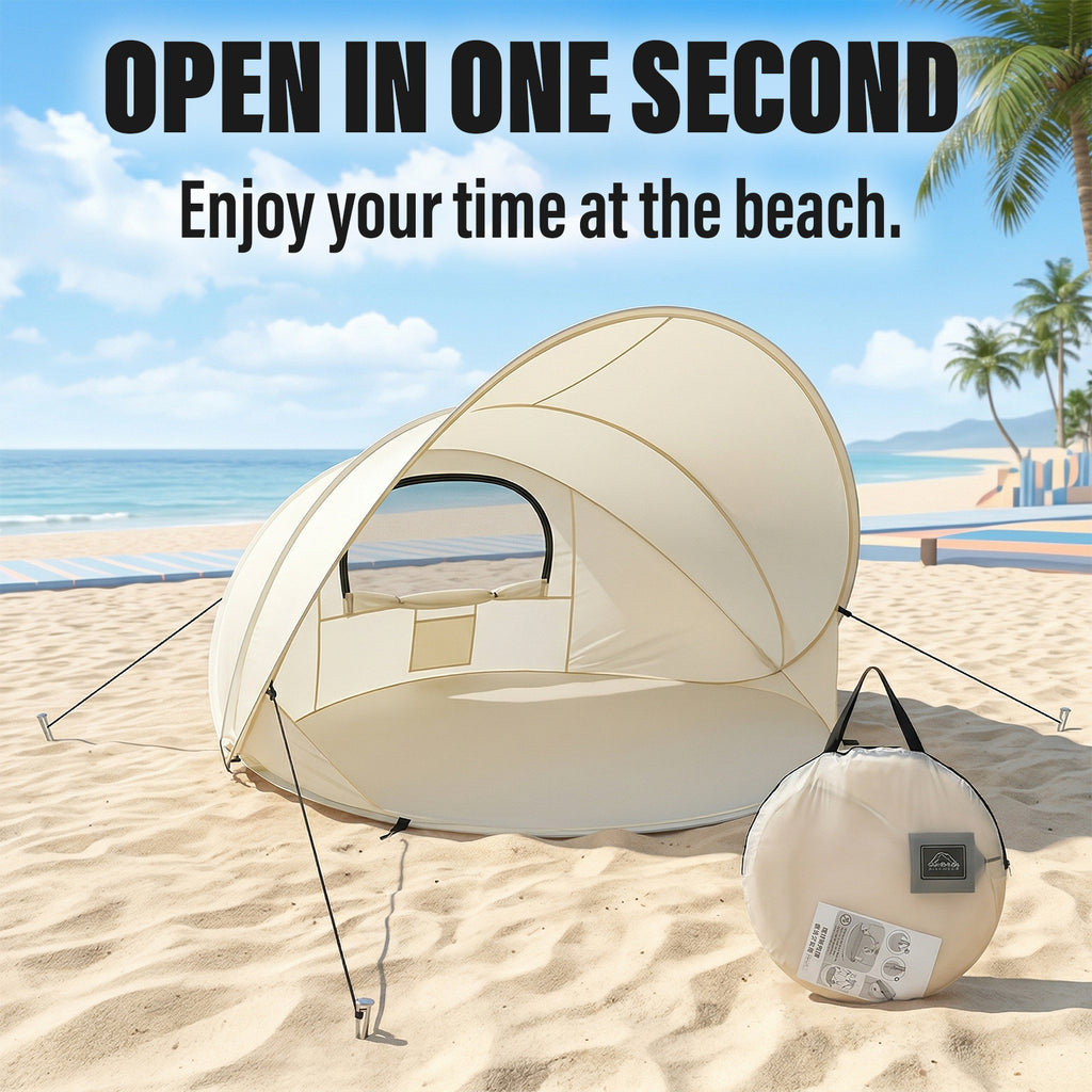 Instant Pop Up Sun Shade Tent, Lightweight Outdoor Shelter, Portable Canopy for Beach, Park, Camping & Family Outings