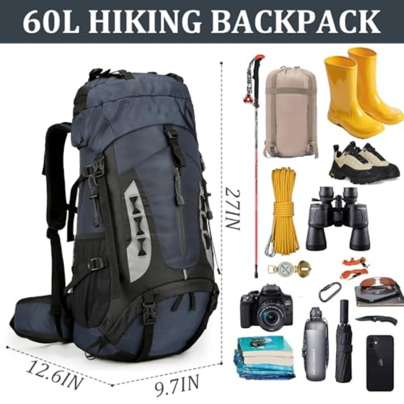 Hiking Backpack with Rain Cover Camping Backpack Shoes Warehouse for Men Women Frameless