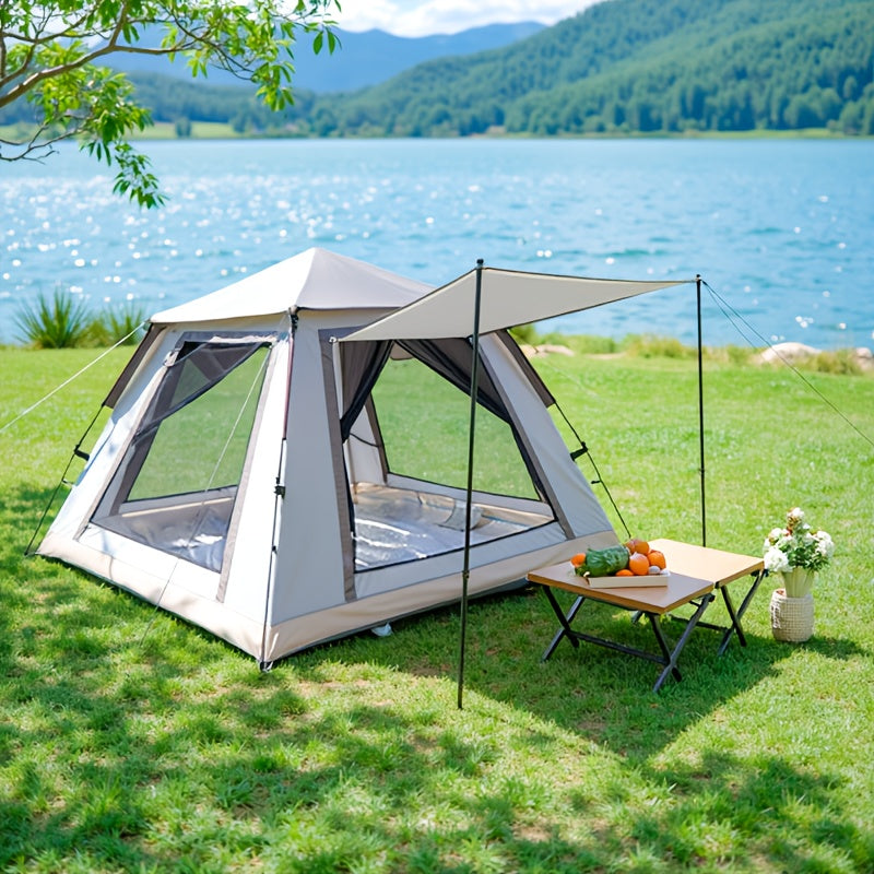 4-6 Person Family Camping Tent, Automatic Outdoor Portable Tent, Ventilated Sunshade Foldable Four-Sided Tent