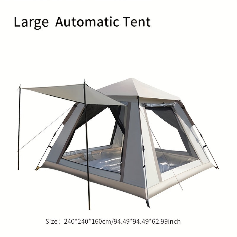 4-6 Person Family Camping Tent, Automatic Outdoor Portable Tent, Ventilated Sunshade Foldable Four-Sided Tent