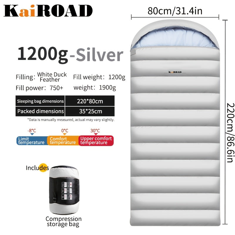 KAIROAD Adult Down Sleeping Bag for Outdoor Camping, Thickened for Winter Use, Portable And Lightweight for Car Travel, Designed to Keep You Warm During Cold Nights