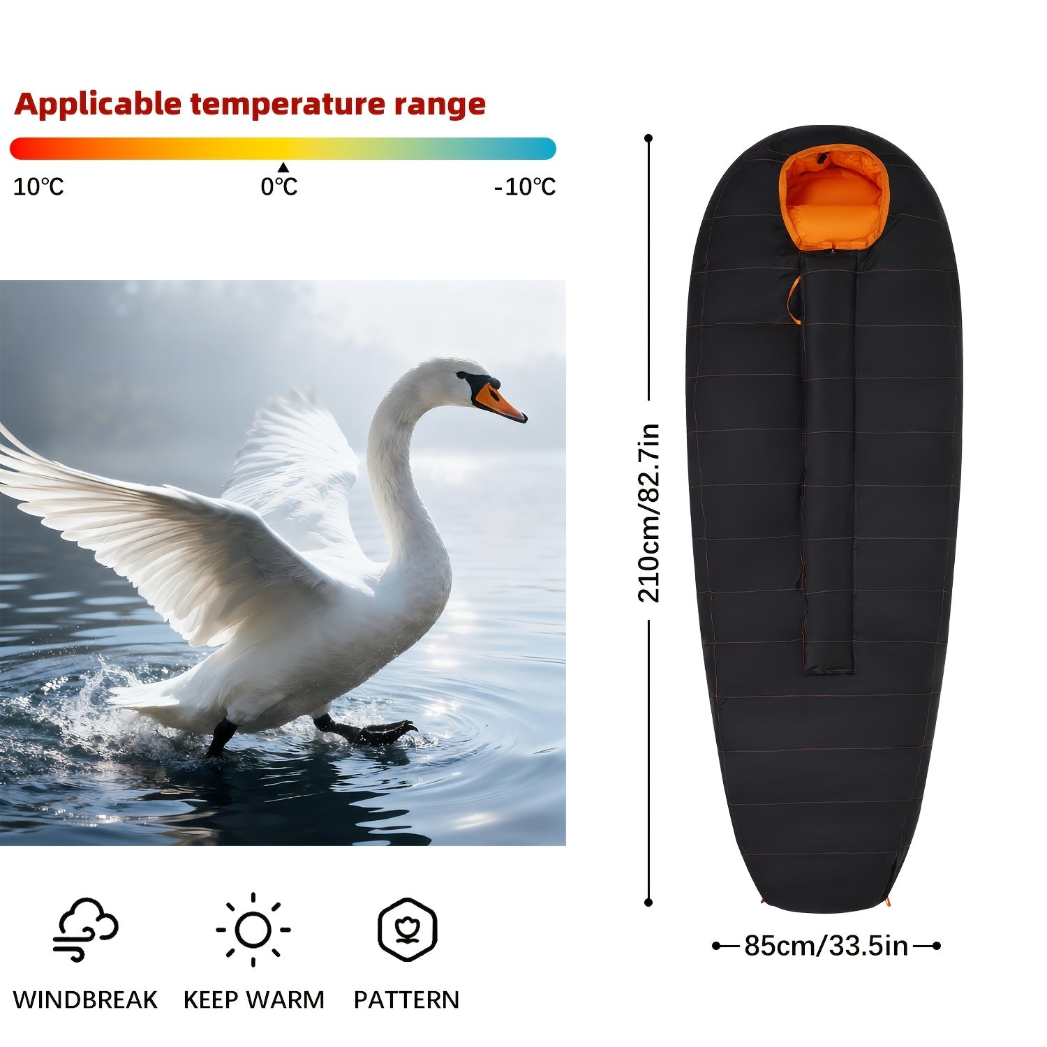 Outdoor Thickened Long Oval Sleeping Bag, YKK Zipper Prevents Jamming, Retains Warmth and Blocks Cold Air, Locks in Constant Temperature, Lightweight and Easy to Carry, Compact Size Essential for Travel