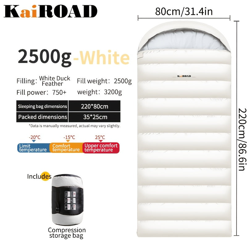 KAIROAD Adult Down Sleeping Bag for Outdoor Camping, Thickened for Winter Use, Portable And Lightweight for Car Travel, Designed to Keep You Warm During Cold Nights