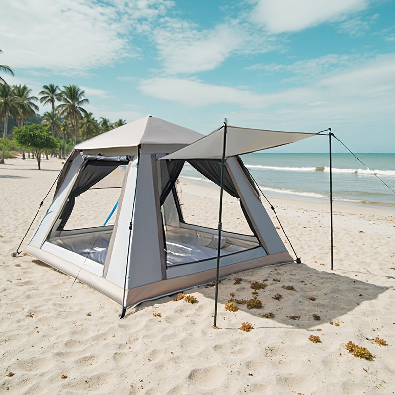 4-6 Person Family Camping Tent, Automatic Outdoor Portable Tent, Ventilated Sunshade Foldable Four-Sided Tent