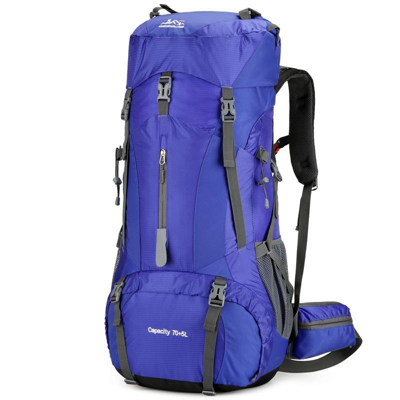 1pc a Dark Blue Solid Nylon Soft Shell Hiking Backpack Featuring a Zipper Closure And Thread Accents, Perfect for Mountain Adventures And Casual Outdoor Travel