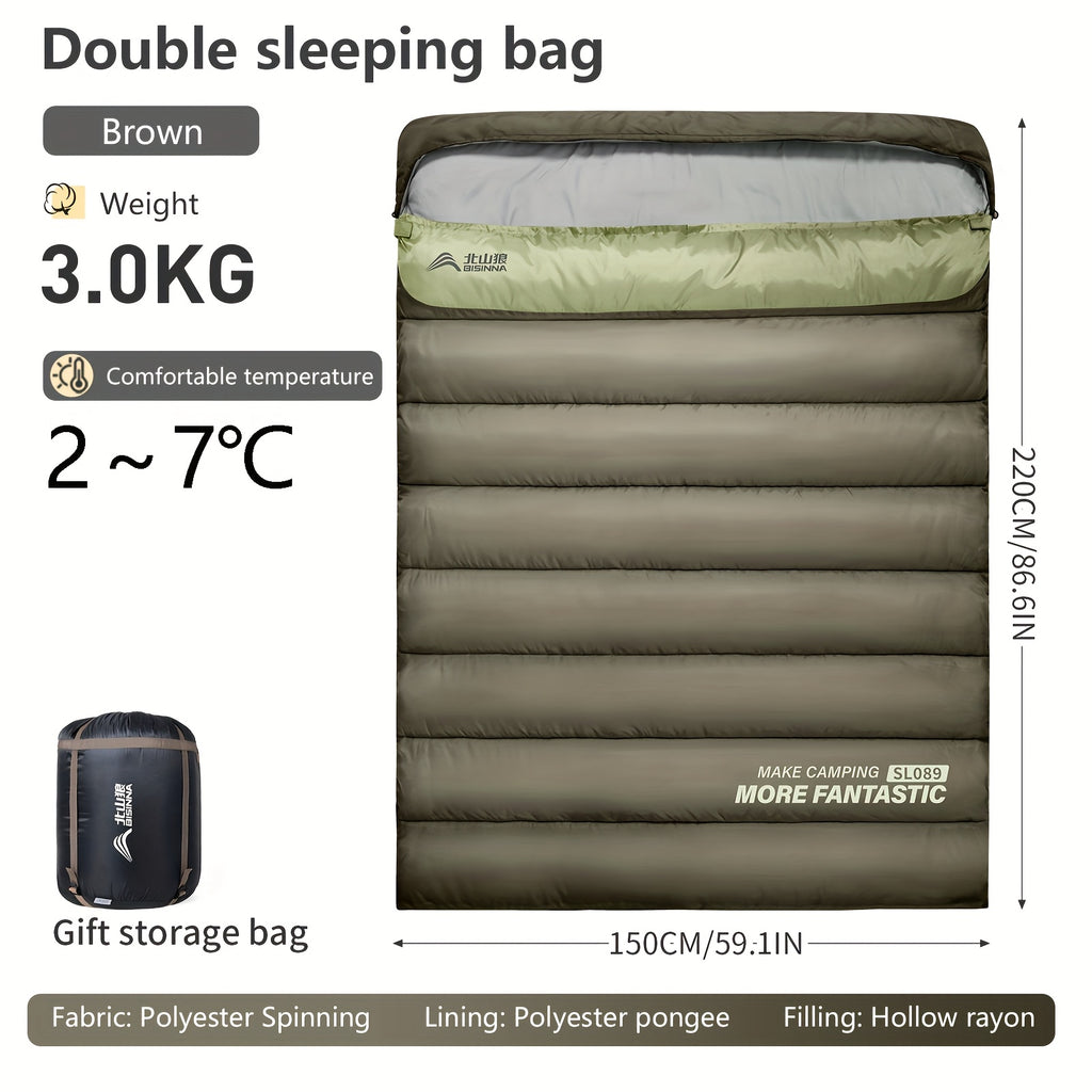 BISINNA 1pc Thickened Winter Double Sleeping Bag - Thickened Keep Warm Portable Sleeping Bag - for Camping, Hiking And Travel - Suitable for Couples And Families - Three Usage Methods - Ideal Gift for Outdoor Enthusiasts