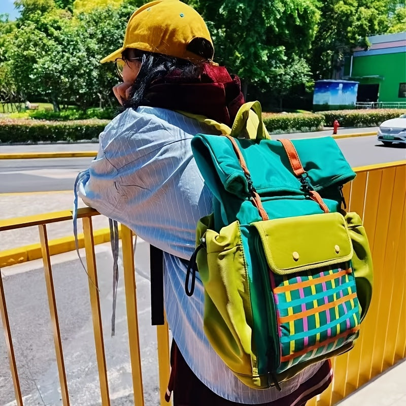 1pc Large Hiking Backpack, Laptop & Tablet Compatible, Multi-Compartment, Adjustable Padded Straps, Wear-Resistant, Ideal for Hiking & Daily Commute