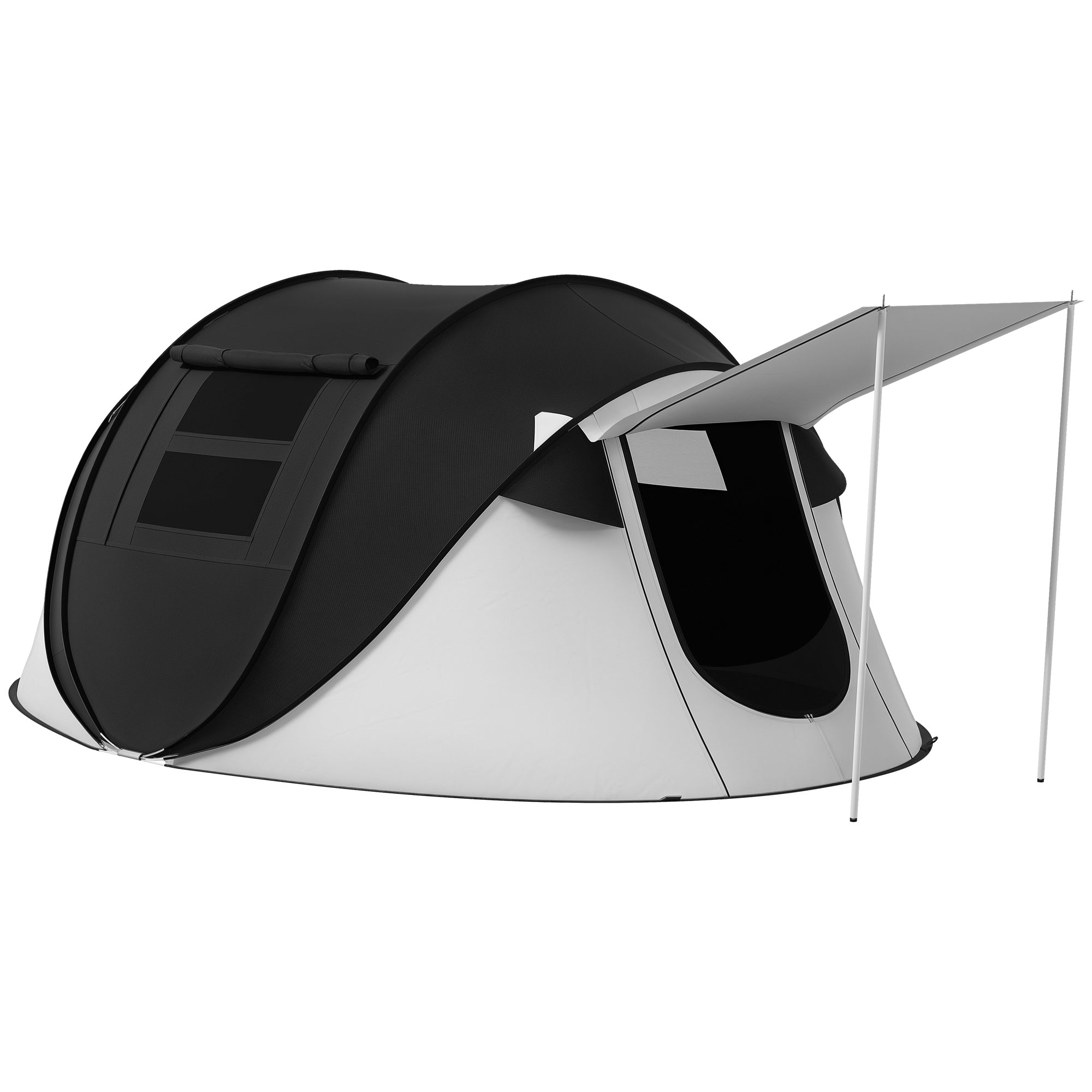 Pop Up Tent, Instant Camping Tent with Porch and Carry Bag, 3000mm Waterproof, for 2-3 People, Black, (Poles Included)