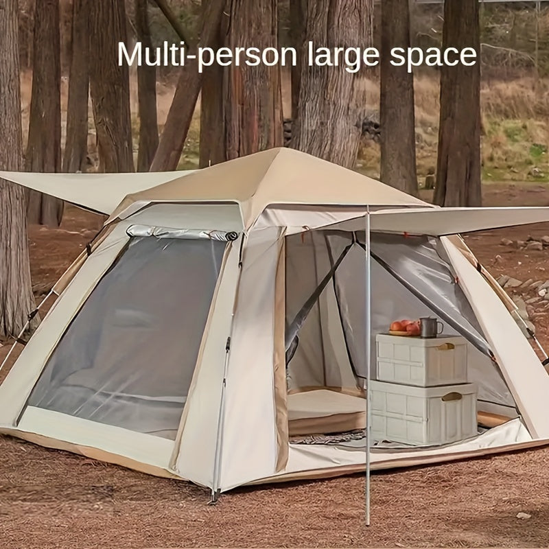 4-6 Person Family Camping Tent, Automatic Outdoor Portable Tent, Ventilated Sunshade Foldable Four-Sided Tent