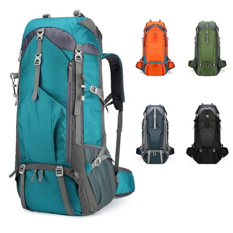 1pc Large-Capacity Solid Color Polyester Soft Shell Hiking Backpack with Zipper Closure & Thread Accent | Outdoor Activity | Mountain Adventure