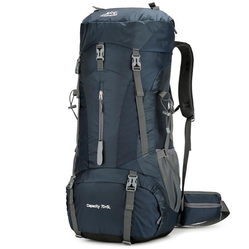 1pc a Dark Blue Solid Nylon Soft Shell Hiking Backpack Featuring a Zipper Closure And Thread Accents, Perfect for Mountain Adventures And Casual Outdoor Travel