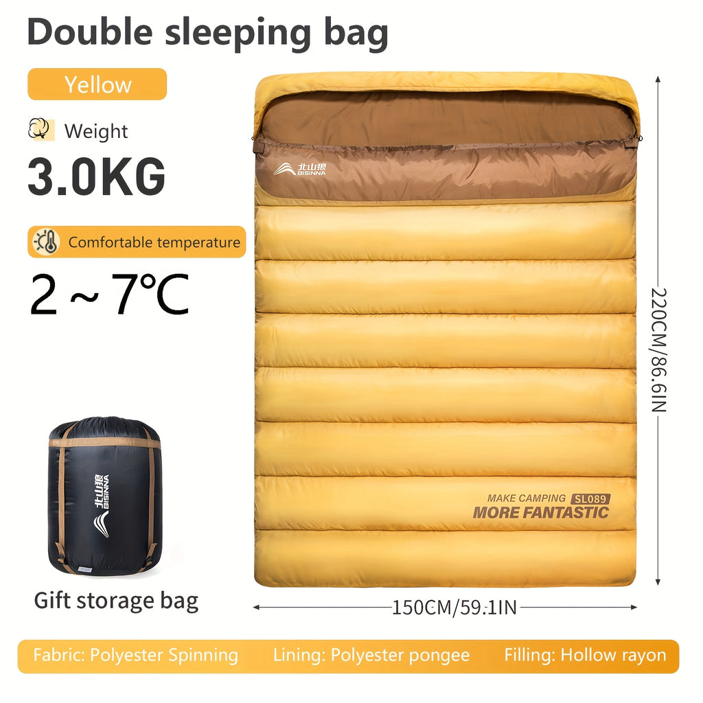 BISINNA 1pc Thickened Winter Double Sleeping Bag - Thickened Keep Warm Portable Sleeping Bag - for Camping, Hiking And Travel - Suitable for Couples And Families - Three Usage Methods - Ideal Gift for Outdoor Enthusiasts