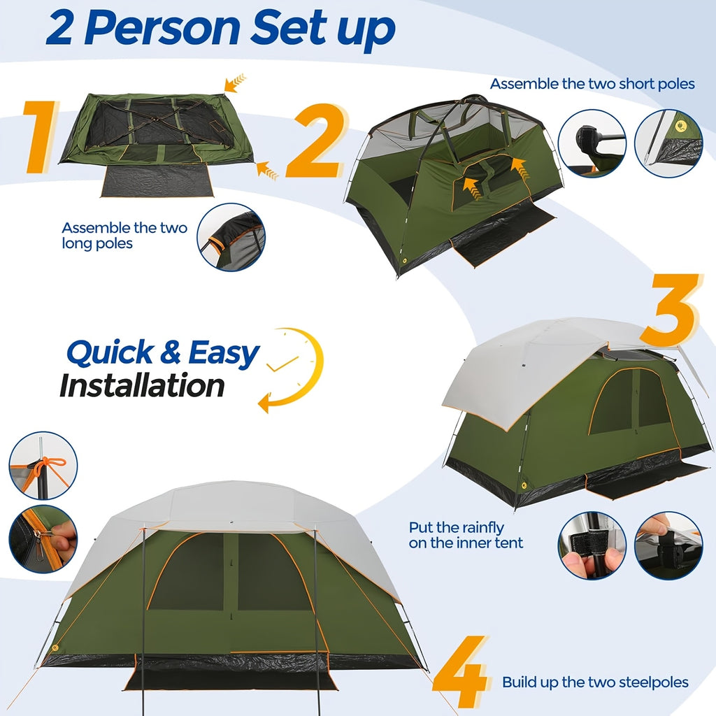 12 Person Camping Tent, Spacious Family Tents for Camping, Hiking, 3500mm High Quality Double-Layer Windproof Tent for Hiking & Backpacking