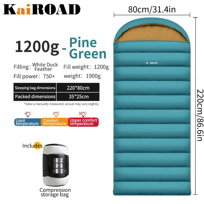 KAIROAD Adult Down Sleeping Bag for Outdoor Camping, Thickened for Winter Use, Portable And Lightweight for Car Travel, Designed to Keep You Warm During Cold Nights