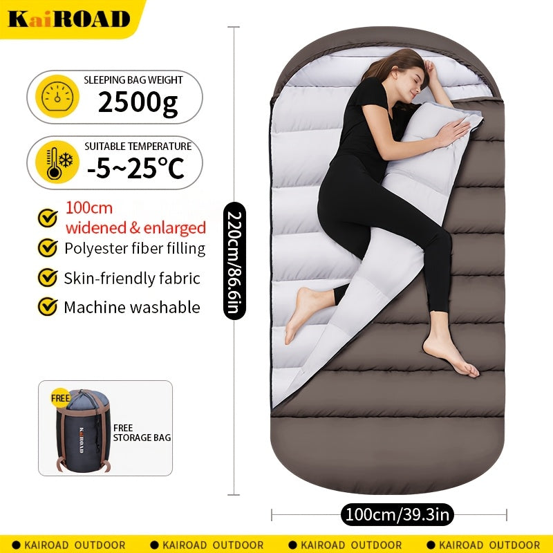 1pc Quiet Lake Blue Large Barrel-Shaped Sleeping Bag, Thickened for Winter Warmth, Cold-Resistant, Suitable for Adults, Travel, Outdoor Camping, Can Be Used As a Blanket, Compatible with Car Use, Suitable for All Seasons