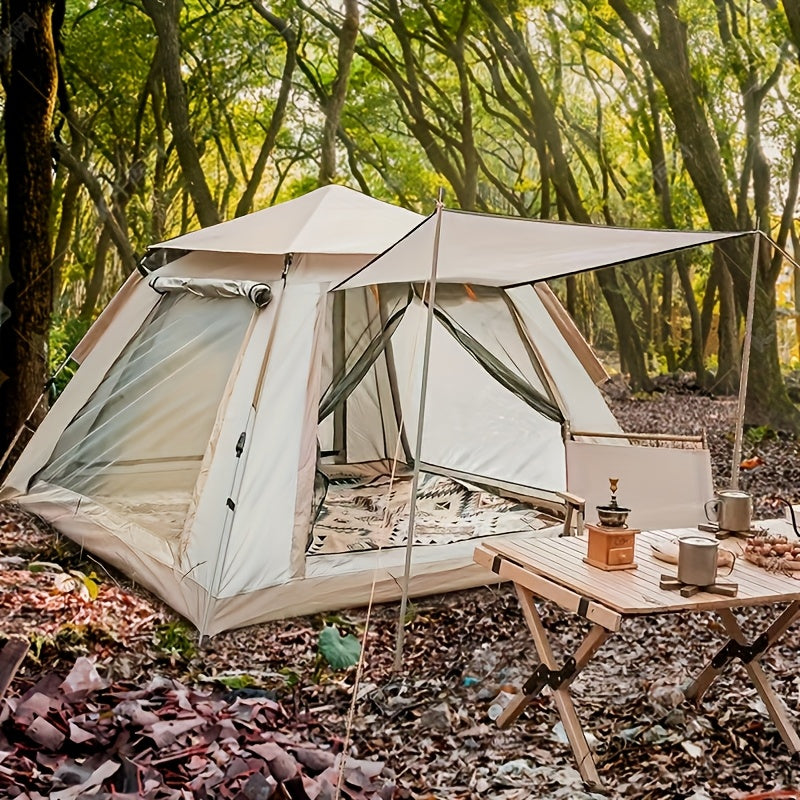 4-6 Person Family Camping Tent, Automatic Outdoor Portable Tent, Ventilated Sunshade Foldable Four-Sided Tent