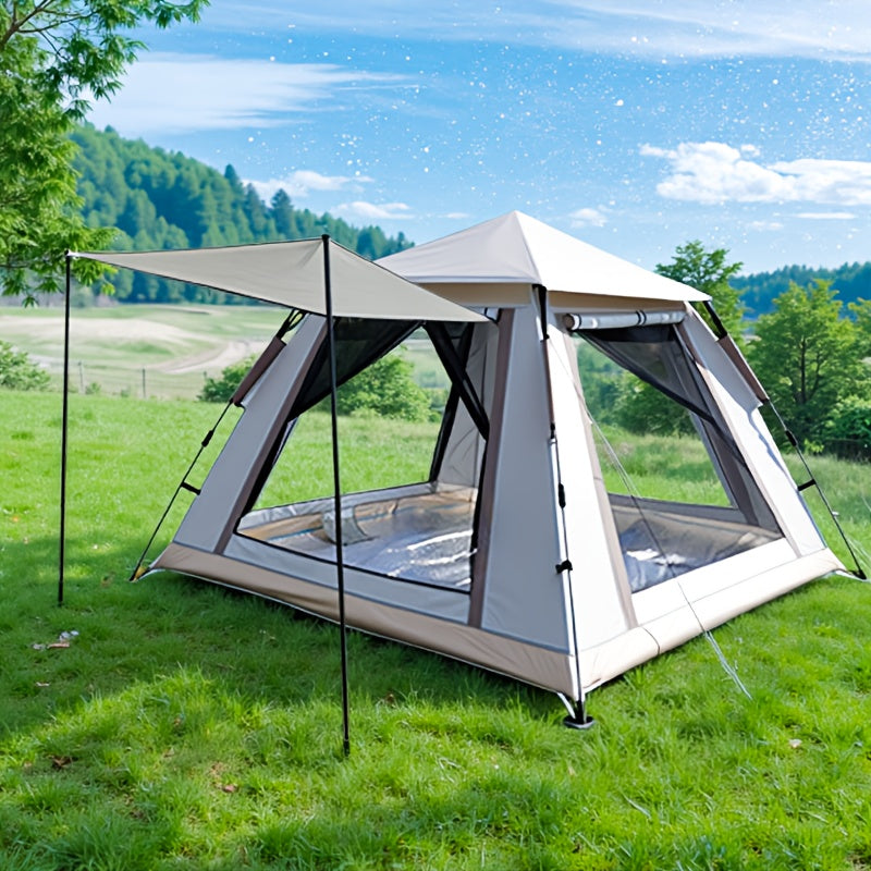 4-6 Person Family Camping Tent, Automatic Outdoor Portable Tent, Ventilated Sunshade Foldable Four-Sided Tent