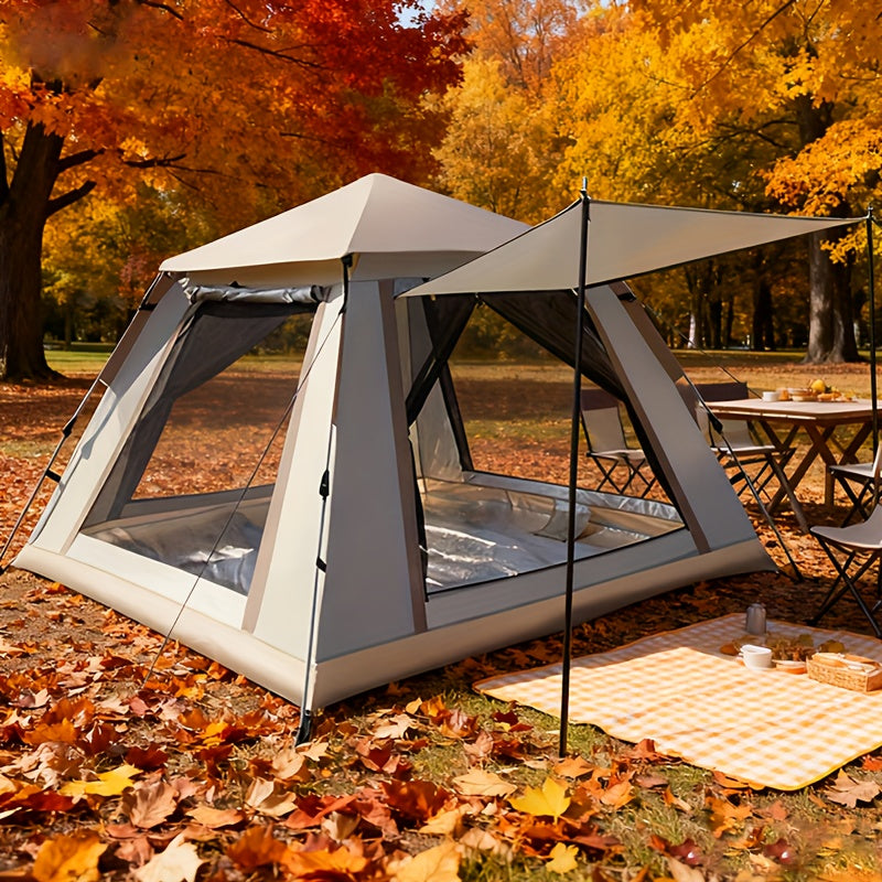 4-6 Person Family Camping Tent, Automatic Outdoor Portable Tent, Ventilated Sunshade Foldable Four-Sided Tent