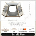 Cloud Mist Gray Hexagonal Automatic Quick-Open Tent with Entry Foyer, Lightweight Camping Tent for Self-Driving, Hiking, and Mountaineering, Portable Foldable Shelter, Oxford Cloth Material - Suitable for Outdoor Camping, Picnics, Fishing