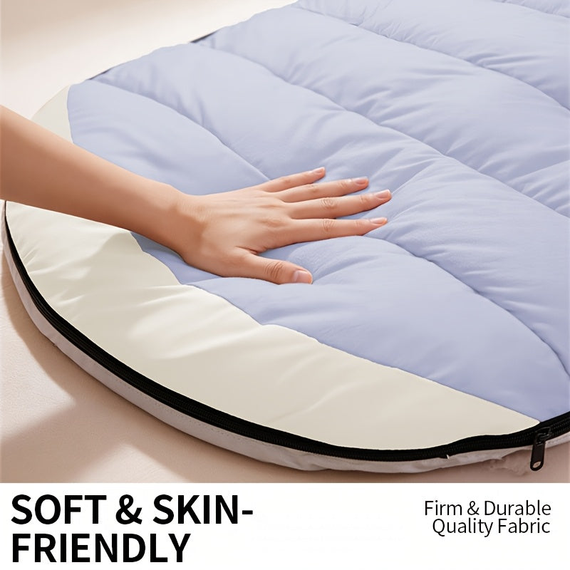 1pc Quiet Lake Blue Large Barrel-Shaped Sleeping Bag, Thickened for Winter Warmth, Cold-Resistant, Suitable for Adults, Travel, Outdoor Camping, Can Be Used As a Blanket, Compatible with Car Use, Suitable for All Seasons