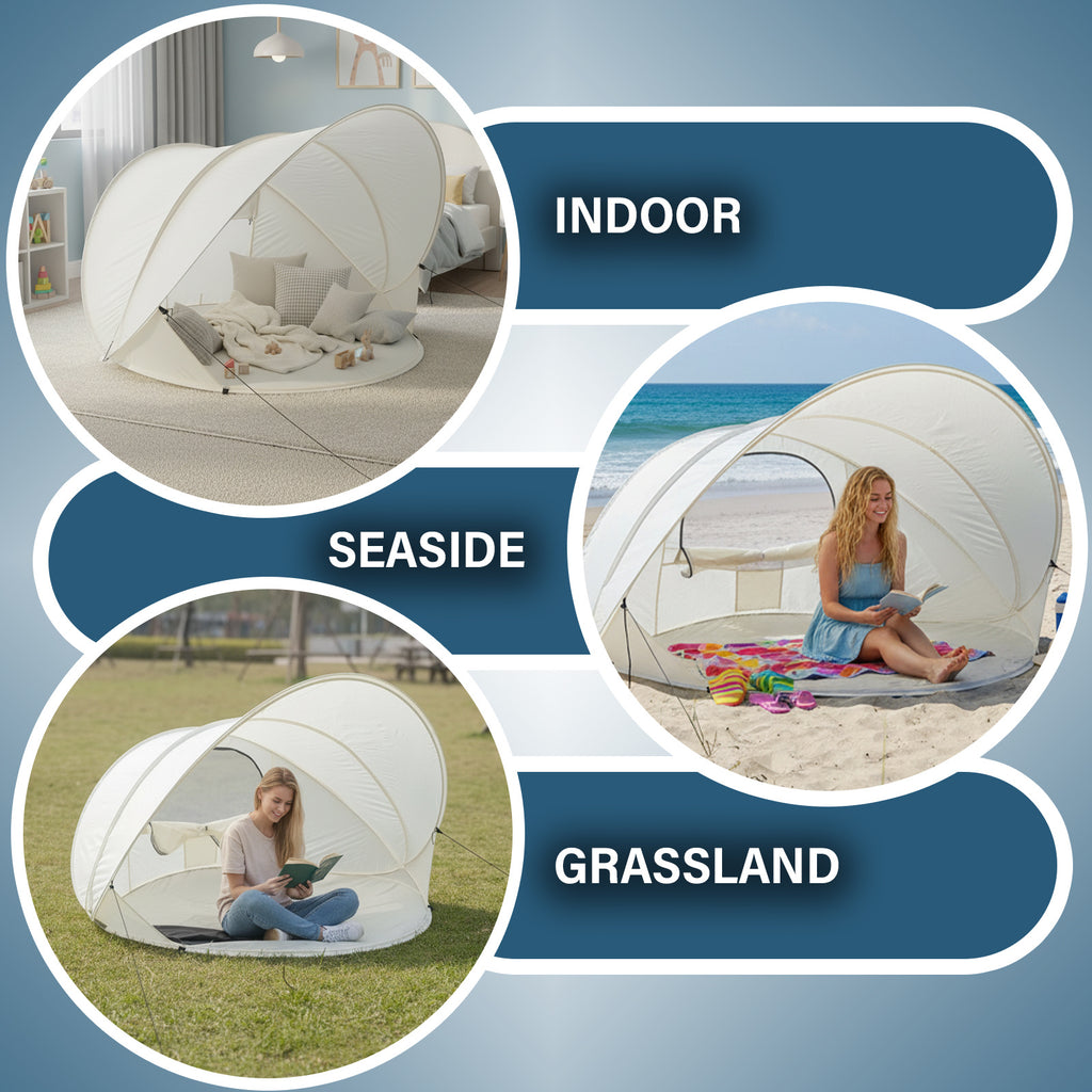 Instant Pop Up Sun Shade Tent, Lightweight Outdoor Shelter, Portable Canopy for Beach, Park, Camping & Family Outings