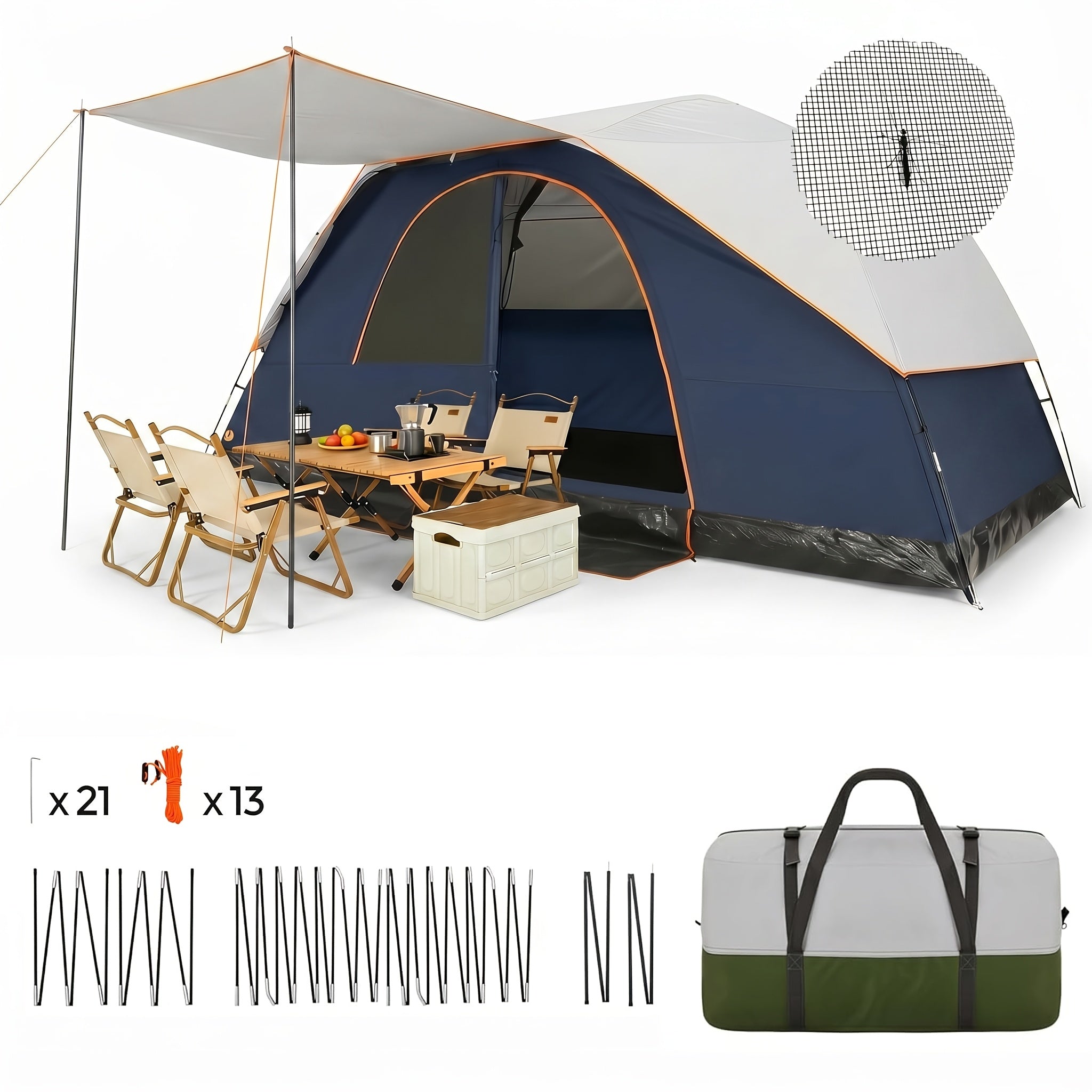 12 Person Camping Tent, Spacious Family Tents for Camping, Hiking, 3500mm High Quality Double-Layer Windproof Tent for Hiking & Backpacking